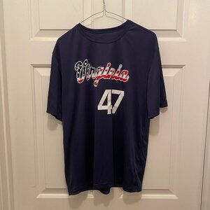 Virginia UVA Cavaliers Baseball Team Issued Patriotic USA T-Shirt Medium